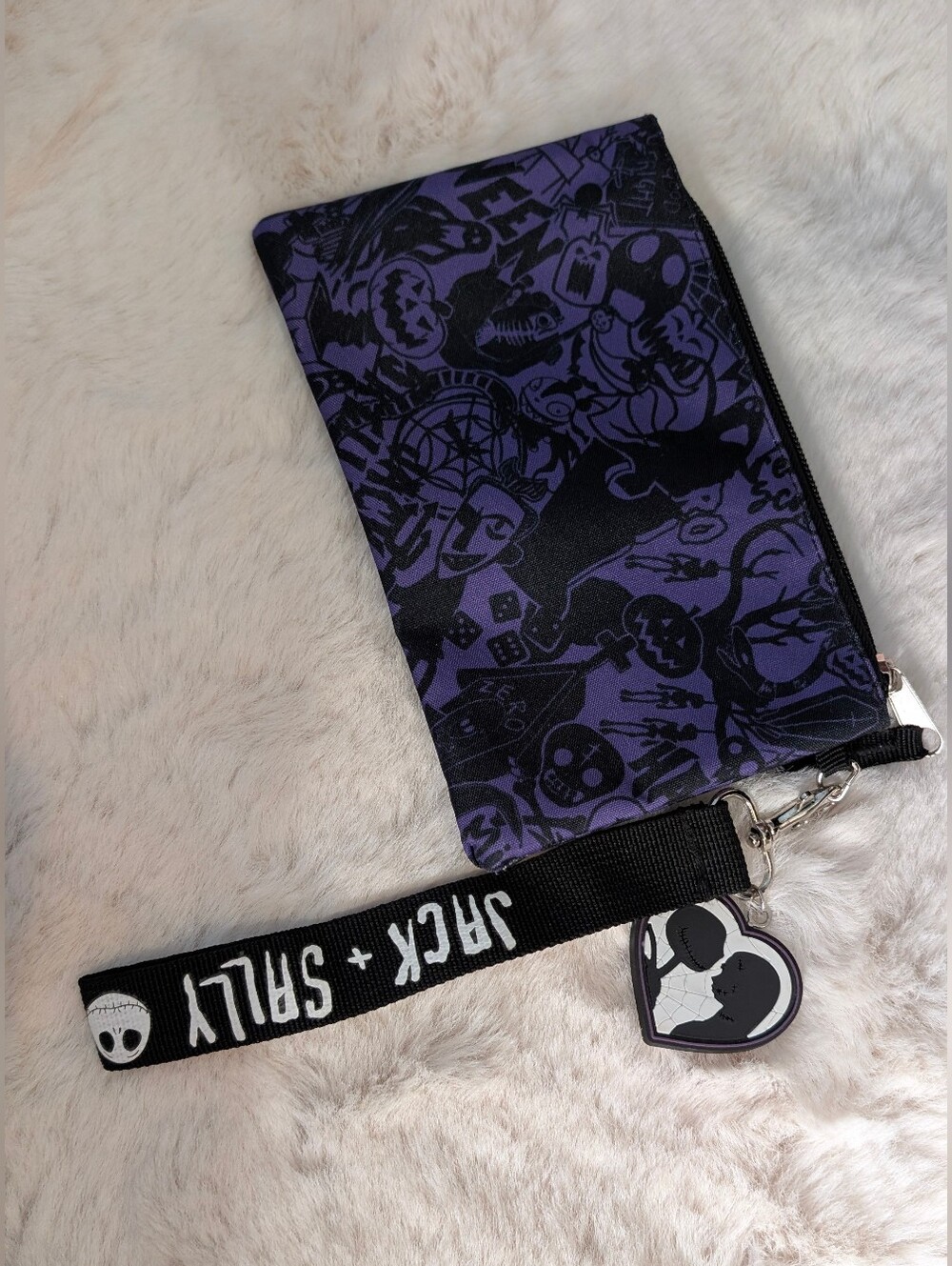 Nightmare Before Christmas Wristlet Pouch Jack + Sally Strap. New Without Tags
